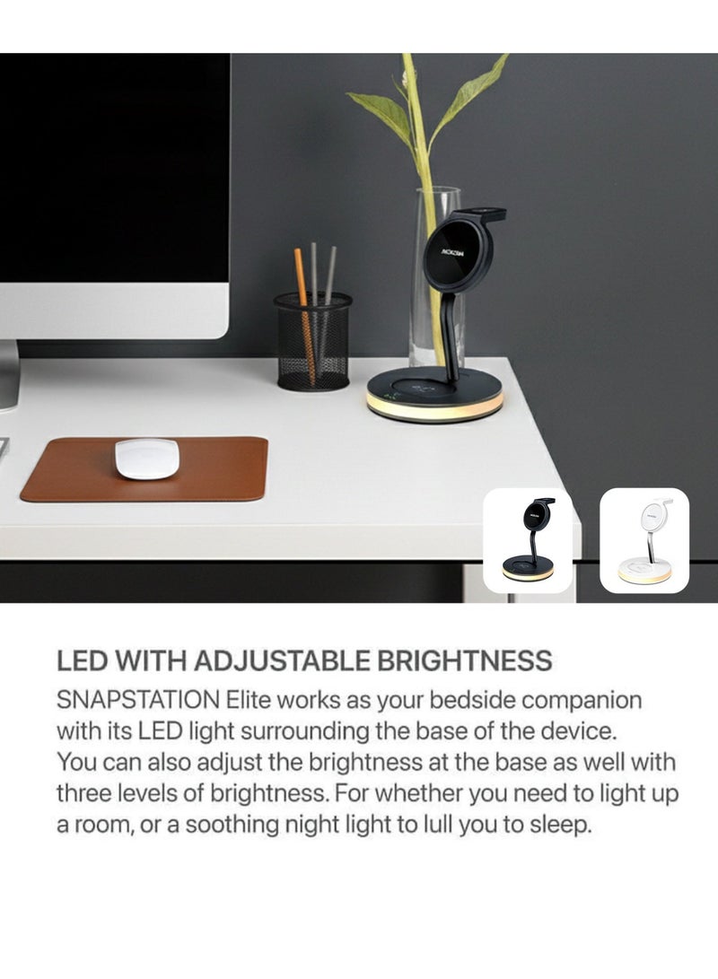 MICRODIA SNAPStation™ELITE 33W 5-in-1 Magnetic Wireless Charging Station – MagSafe Charger Stand with Adjustable Ambient Lighting, Fast Qi Wireless Charger for iPhone 16/15/14/13, AirPods & Watch - Image 5